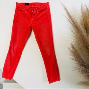 J CREW Toothpick Corduroy Low Mid Rise Hot Pink Salmon Skinny Jeans Pants 27